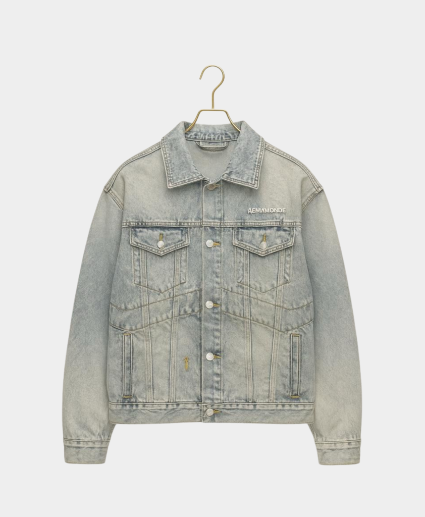 aemamonde paneled denim trucker jacket